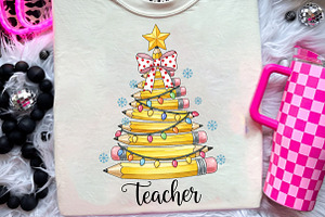 Christmas Pencil Tree Teacher Png, an Illustration by Designworld