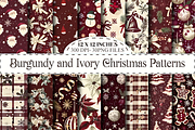 Burgundy Ivory Christmas Patterns, a Pattern Graphic by Design Station (Thumbnail 1 of 5)