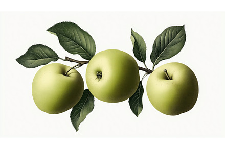 Illustration of three green apples, an Object Illustration by Sergey Kotenev