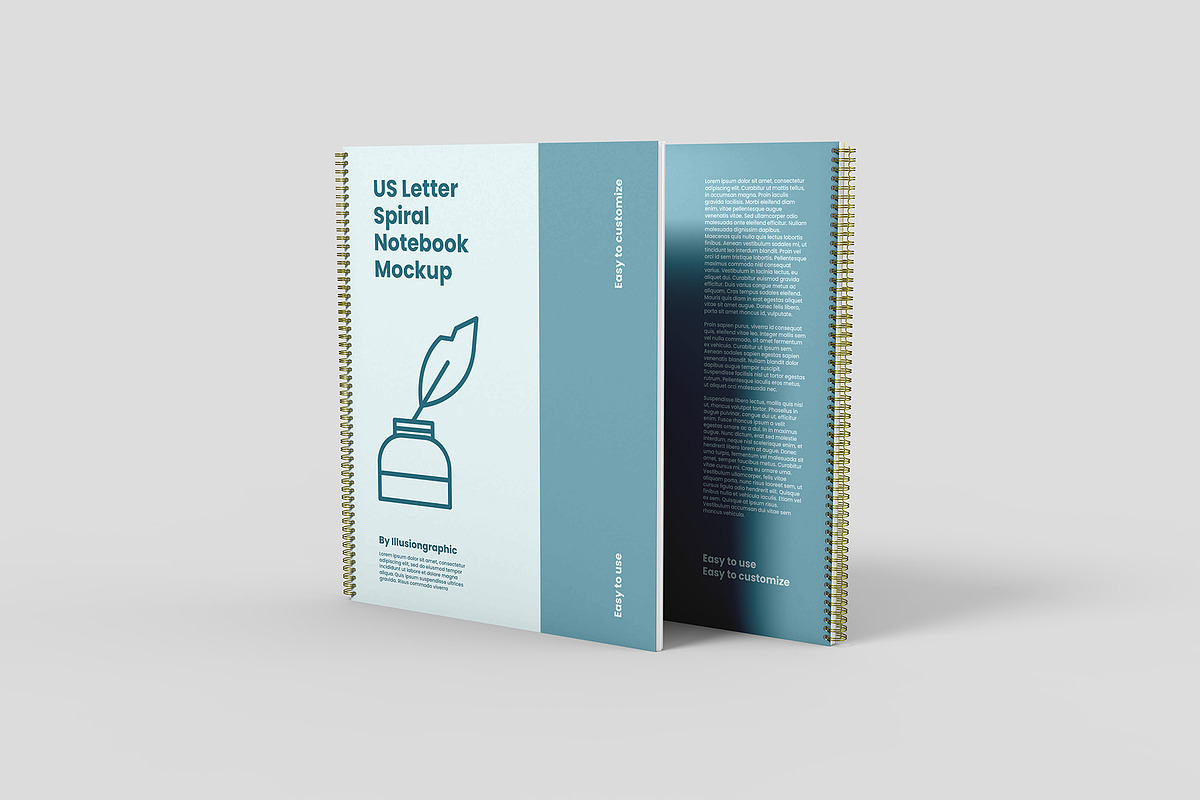 US Letter Spiral Notebook Mockup, a Books & Magazine Mockup by Illusiongraphic (Photo 4 of 32)