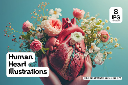 10 Blooming Heart Illustrations, a Healthcare Illustration by HipFonts