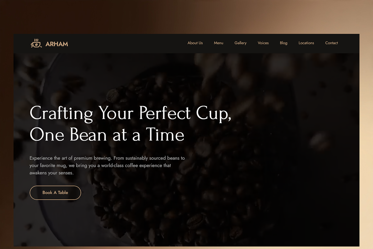 Arham · Premium Coffee Template, a Landing Page Template by VeloxUI (Photo 2 of 4)