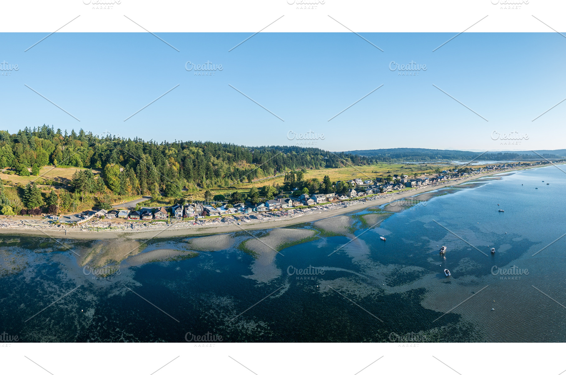 Aerial view of Double Bluff beach on, a Nature Photo by Backyard Stock