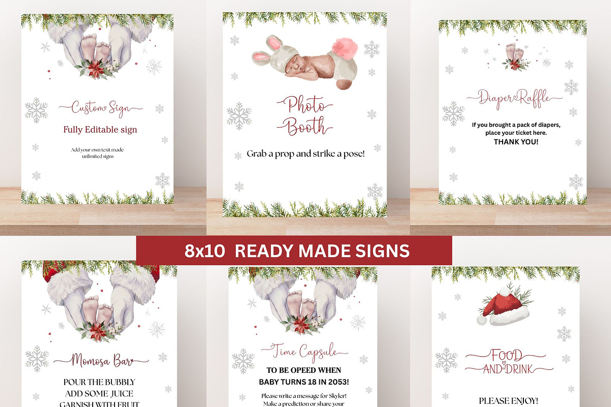Christmas Theme Baby Shower Bundle, an Invitation Template by Stellalunarts (Photo 5 of 9)