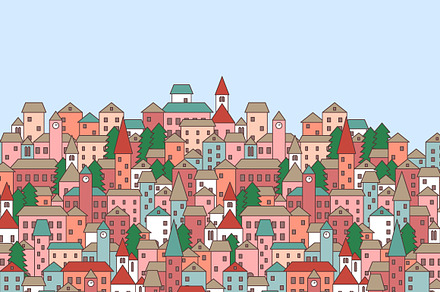 Old town flat vector background