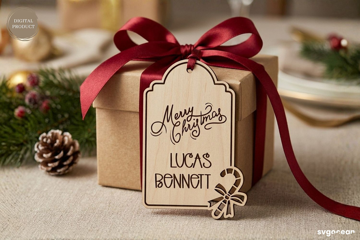 Christmas Gift Tag SVG Bundle, a Decorative Illustration by svgocean (Photo 12 of 17)