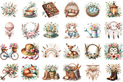 Watercolor Boho Spring Clipart, an Illustration by Sublimation Artist (Thumbnail 2 of 6)
