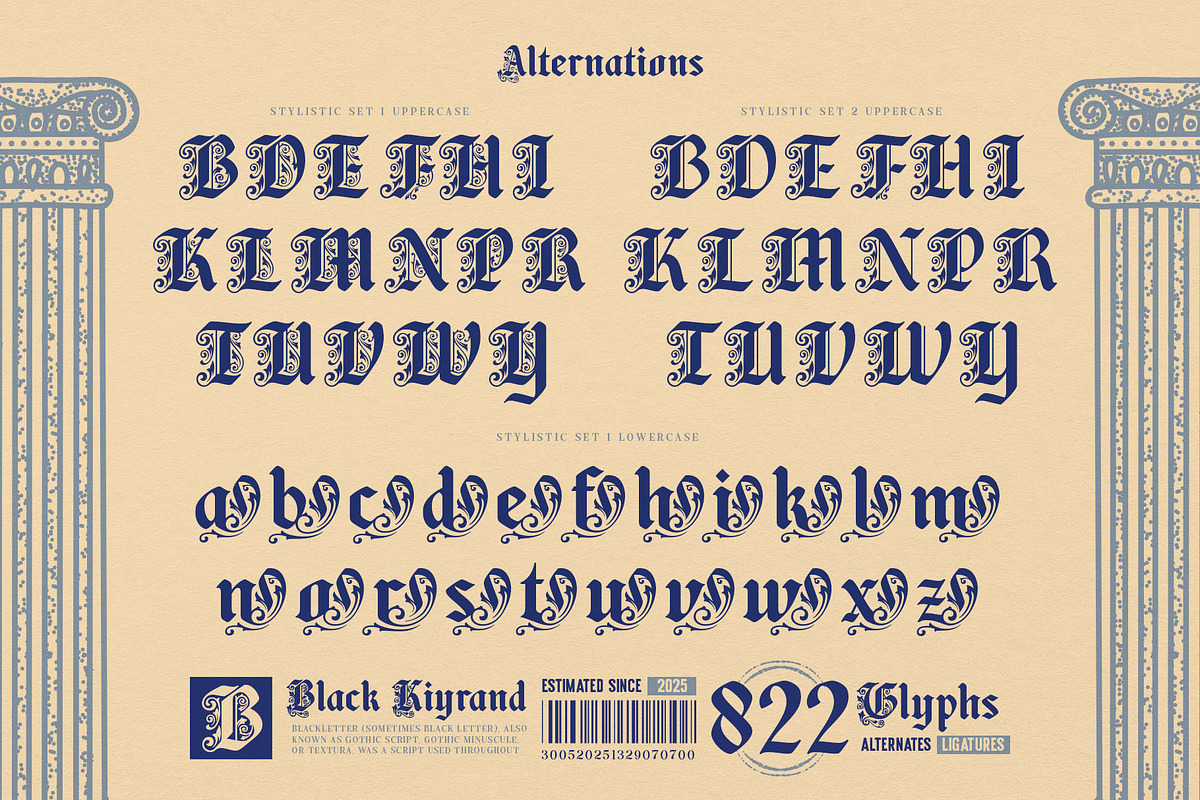 Black Kiyrand Typeface, a Blackletter Font by alit design (Photo 5 of 17)