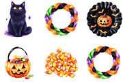 Watercolor Halloween Clipart, a Seasonal Illustration by Designking (Thumbnail 4 of 5)