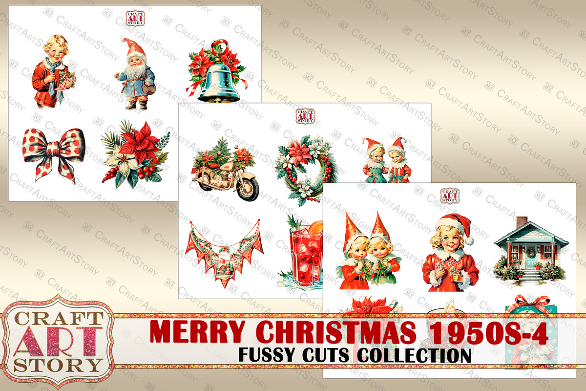 Merry Christmas Fussy-4 Cuts, a Decorative Illustration by CraftArtStory (Photo 2 of 6)