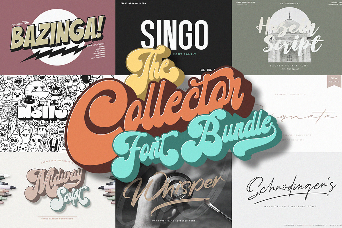 The Collector | Layered Font Bundle, a Script Font by Ardana Creative (Photo 1 of 14)