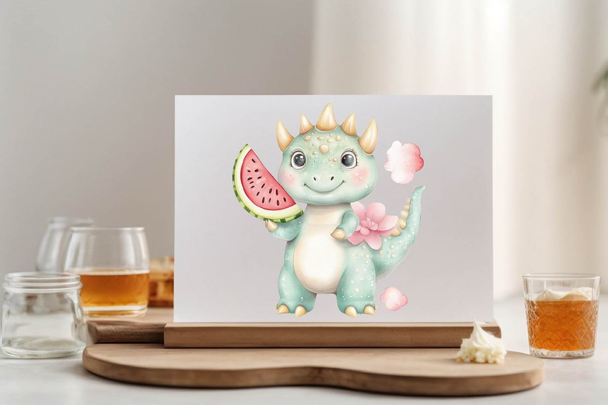 Watercolor Baby Dino Clipart Bundle., an Illustration by SVGArt (Photo 7 of 9)