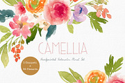 Camillia - Watercolor Floral Set, an Illustration by SmallHouseBigPony (Thumbnail 5 of 6)