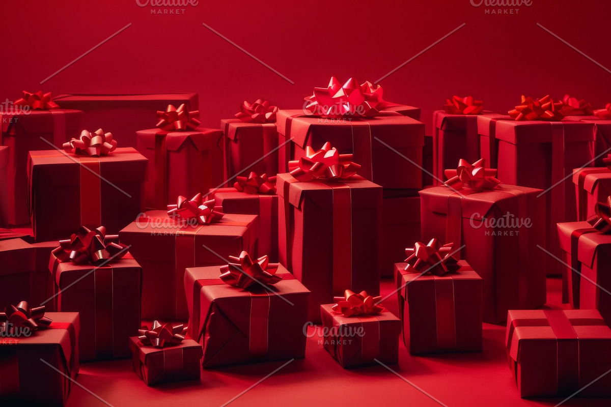 86 Gift boxes with ribbons and bows, a Holiday Photo by Handmadefont (Photo 79 of 90)