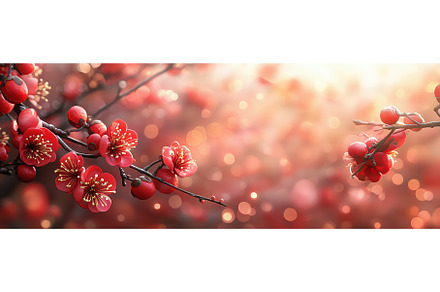 Close-up of red cherry blossoms with, a Nature Photo by Rodica Ciorba
