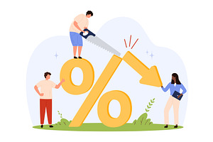 Lowering Percentage Symbol Tax, a Finance Illustration by Flashvector