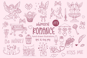 Whimsical Romance. Hand-Drawn Doodle