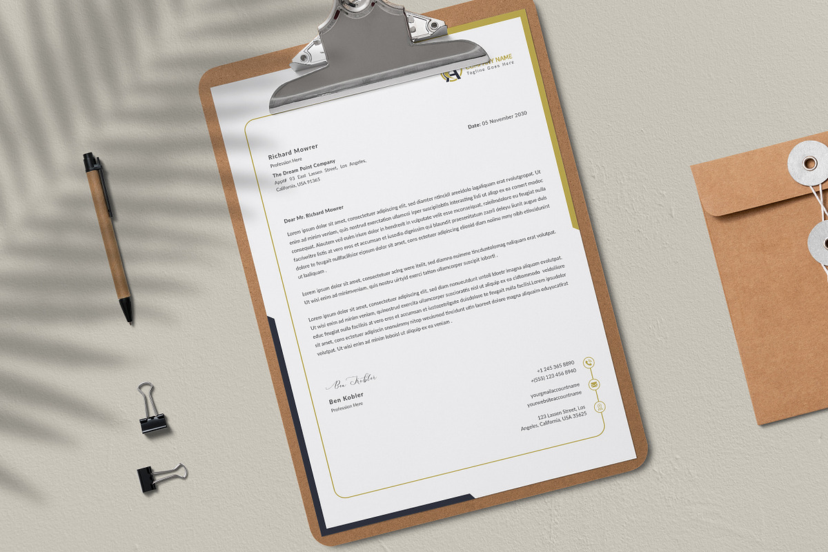 Clean Letterhead Word, a Stationery Template by ResumeDevisers (Photo 2 of 7)