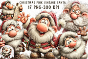 Christmas Pink vintage Santa Clipart, an Illustration by Libby Wishes (Thumbnail 1 of 7)