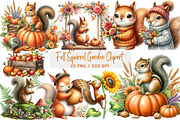Fall Squirrel Garden Clipart, an Illustration by DreamArtGraphic (Thumbnail 1 of 4)
