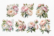 Watercolor bouquets, peony bouquets, a Decorative Illustration by Julia Bogdan (Thumbnail 2 of 3)