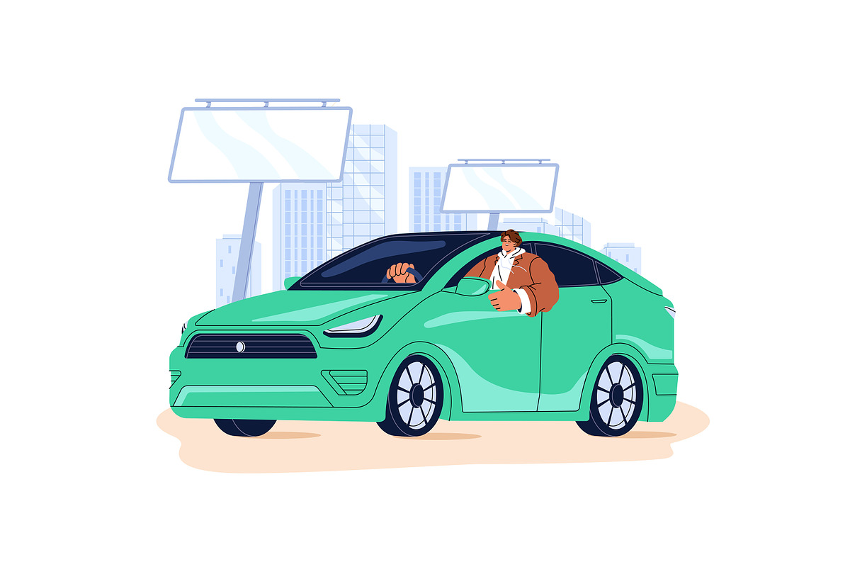 Car rent, carsharing concept set, a Transportation Illustration by PaperTrident (Photo 3 of 11)