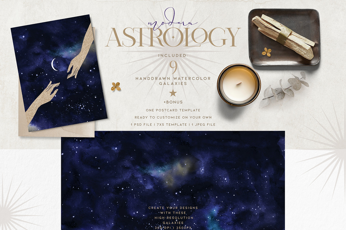 Watercolor Zodiac Galaxy Collection, a Decorative Illustration by beehouse studio (Photo 4 of 13)
