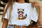 Quirky and Funny Raccoons Clipart, an Illustration by CrexoraLab (Thumbnail 4 of 5)