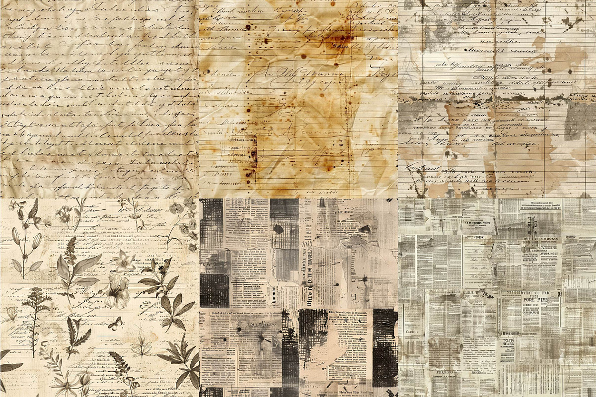 A4 Antique Text Digital Paper, a Texture Illustration by DreamPrint404 (Photo 2 of 5)