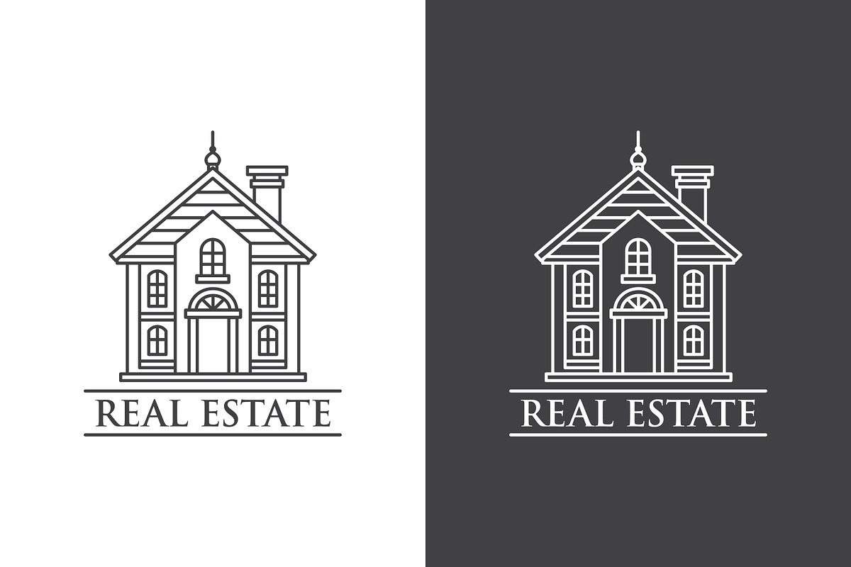 Real estate business line art logo, a Branding & Logo Template by Saba Vector