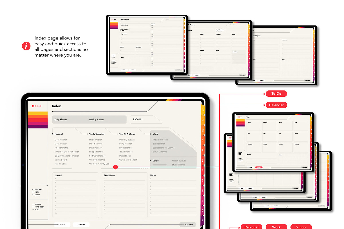 Life+ Supr Undated Digital Planner, a Presentation Template by Bichin (Photo 2 of 9)