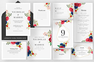 Romantic Floral Wedding Suite, an Invitation Template by Azka Creative