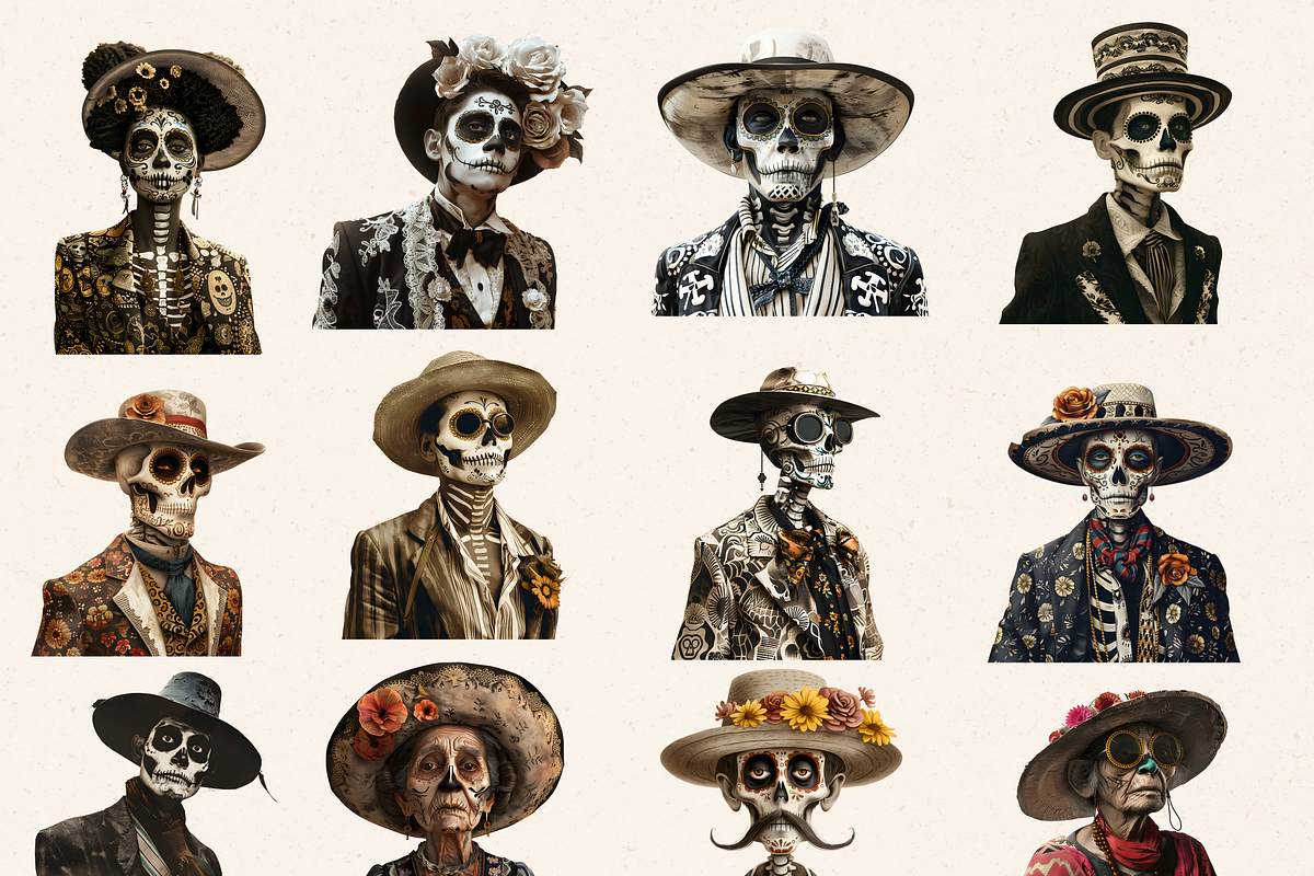 DAY OF THE DEAD CHARACTERS CLIPART, a Person Illustration by Daring Digies (Photo 3 of 8)