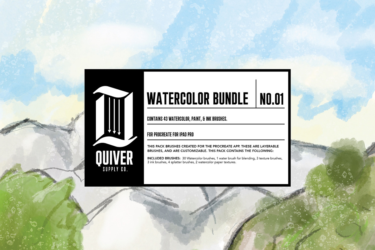 Watercolor Brush Bundle, a Brush Add-On by Quiver Supply Co. (Photo 1 of 9)