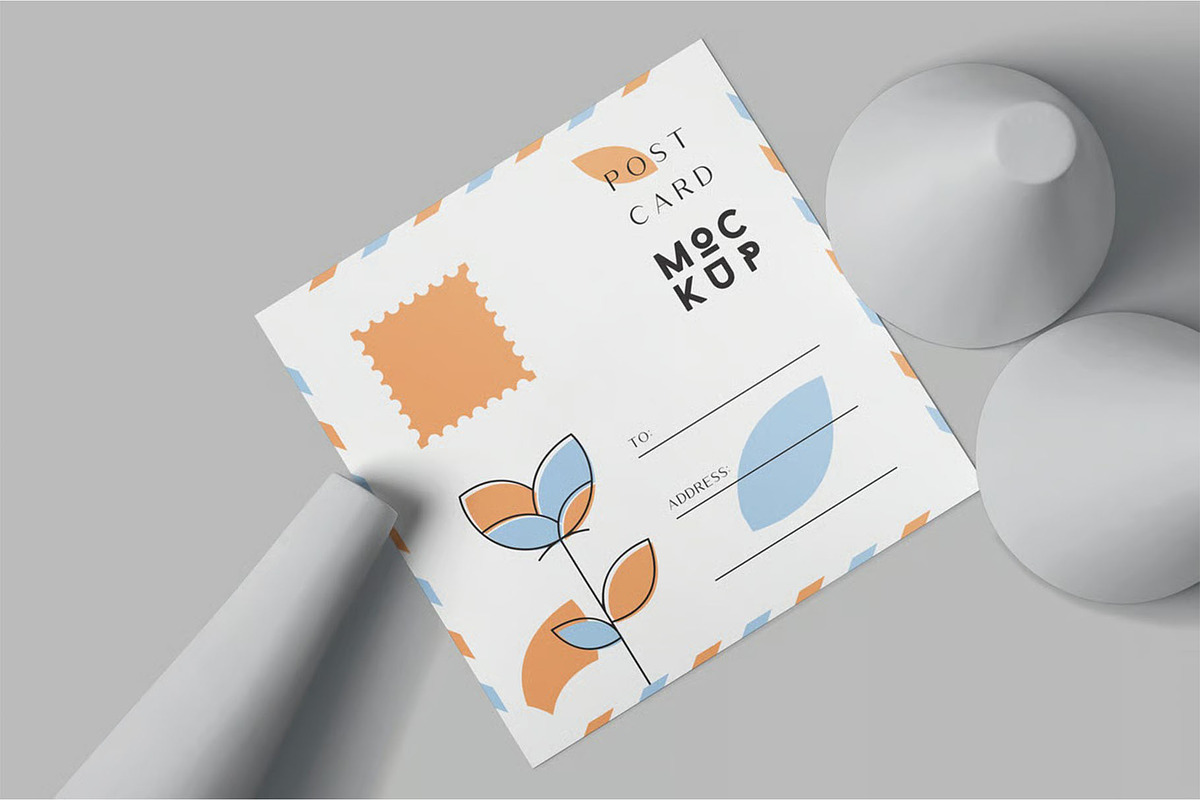 Square Post Card Mockups, an Advertising Mockup by megostudi0 (Photo 3 of 7)