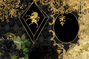 Black And Gold Unicorn Graphics