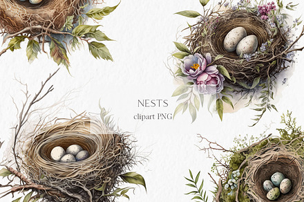 Nests Watercolor Clipart, an Object Graphic by MyLittleMeow