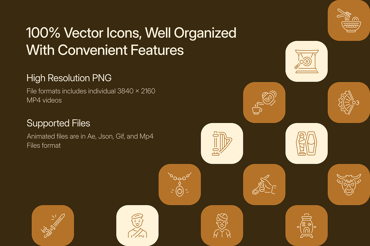 Animated Culture Icon Art Set, an Outline Icon by Prosymbols (Photo 2 of 4)