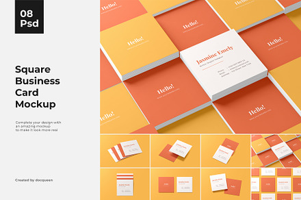 Square Business Card Mockup