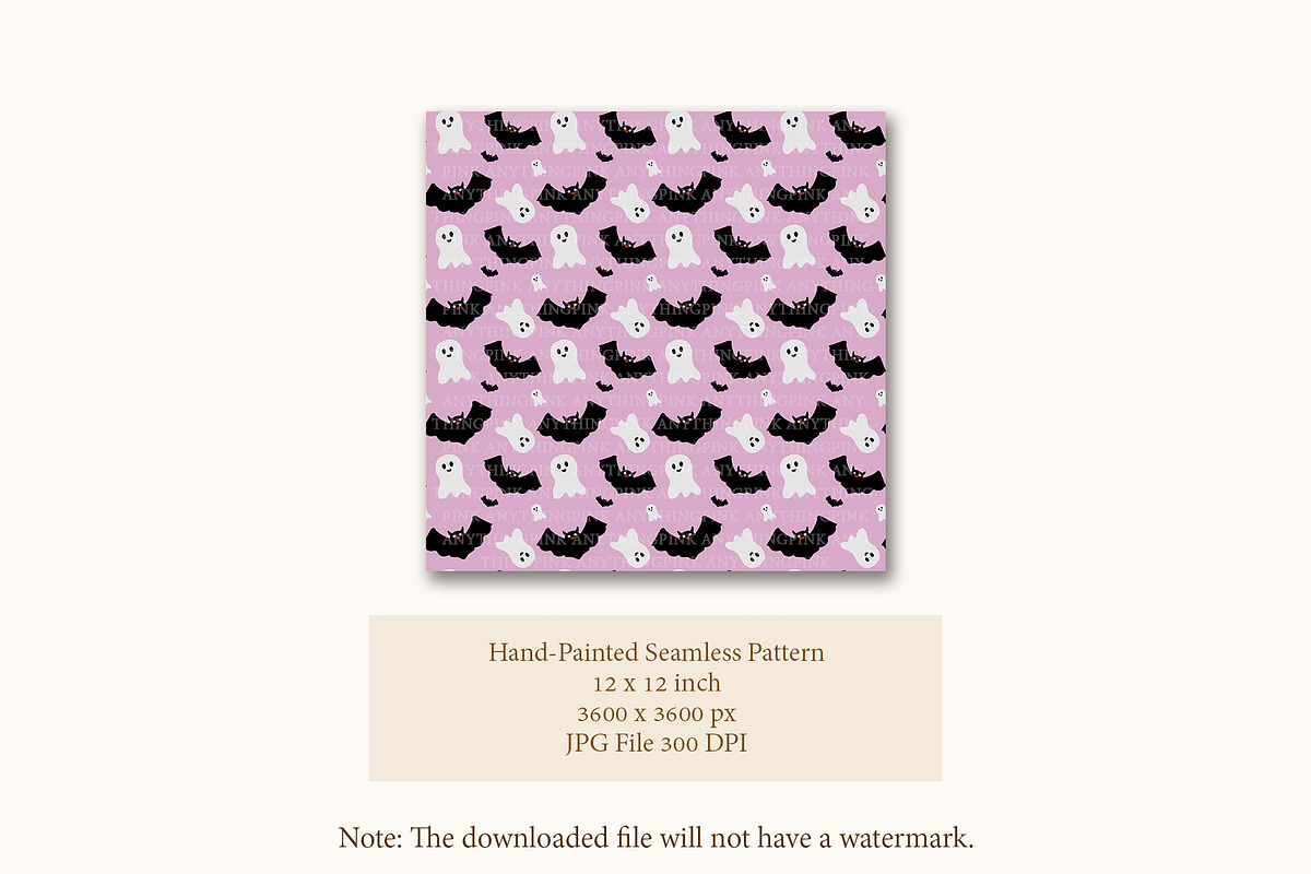 Ghost Bat Halloween Seamless Pattern, a Pattern Graphic by tchastudio (Photo 2 of 7)
