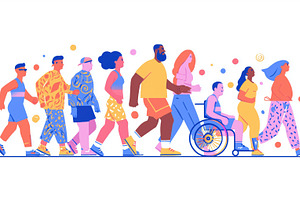 A diverse group of people walking together, showcasing inclusivity and communit, a Person Photo by Textures & Backgrounds