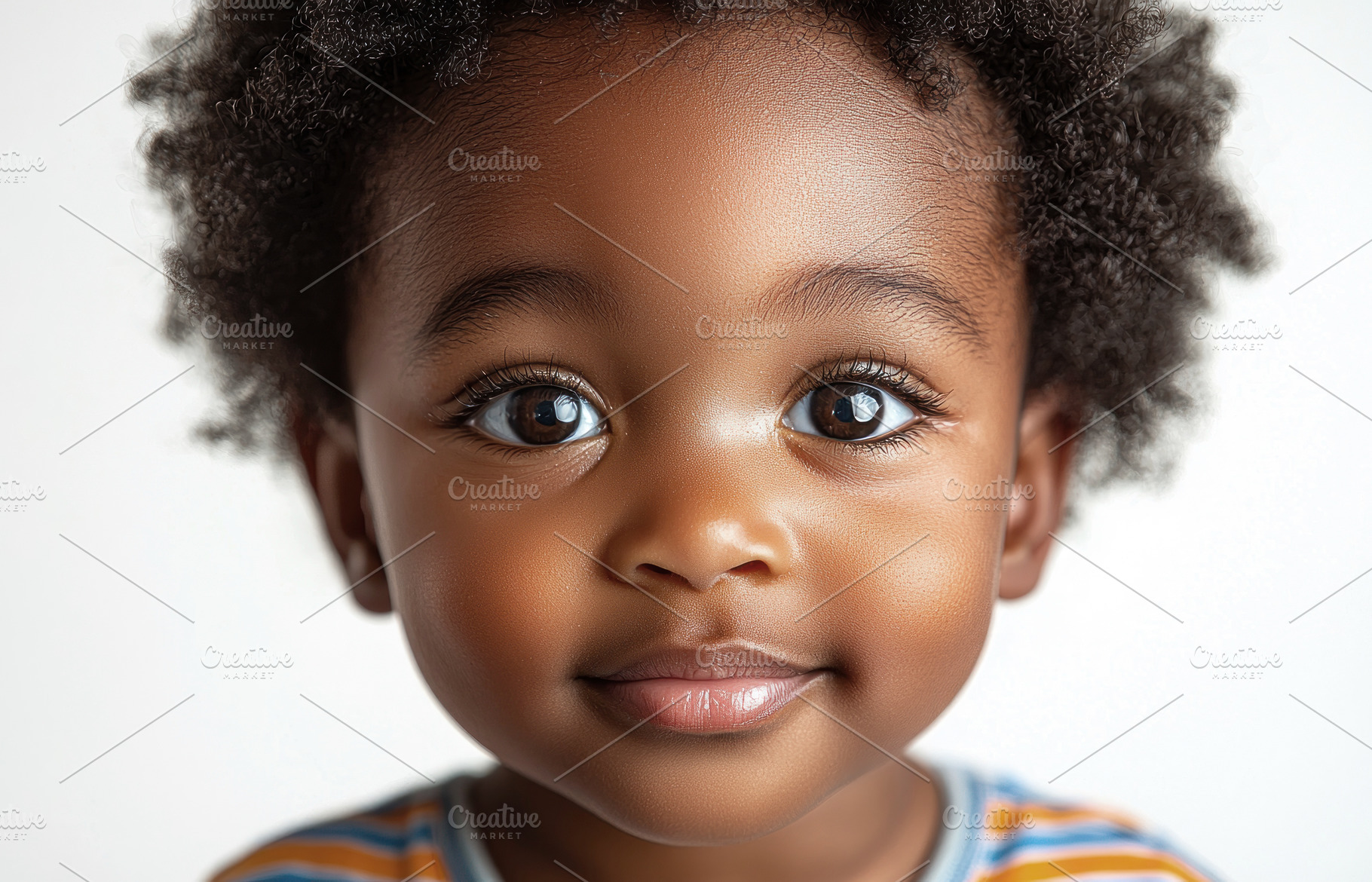 Closeup portrait of adorable toddler with big eyes and curly hai, a Person Photo by José Manuel Gelpi