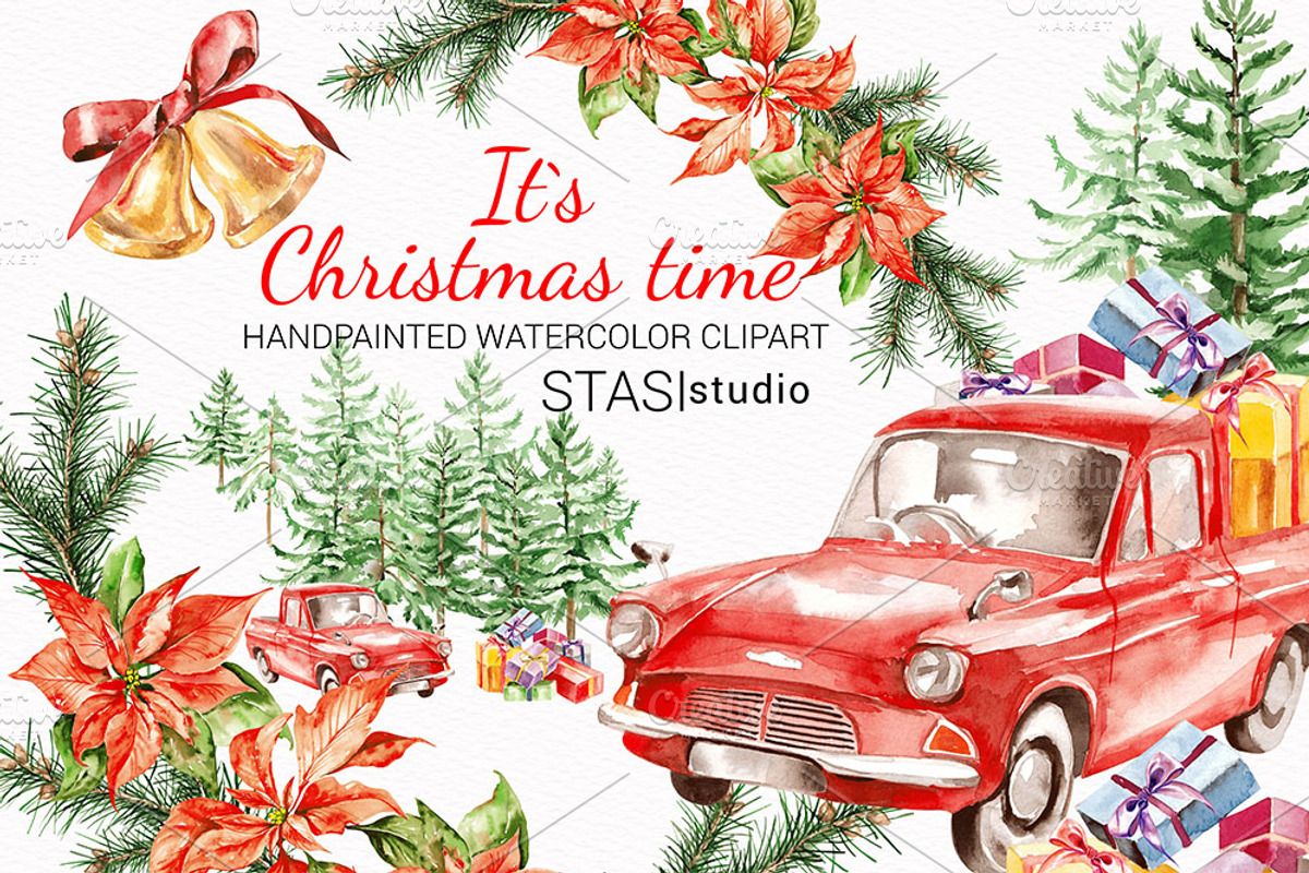Cozy Christmas Watercolor Clipart, a Seasonal Illustration by STASIstudio (Photo 1 of 3)