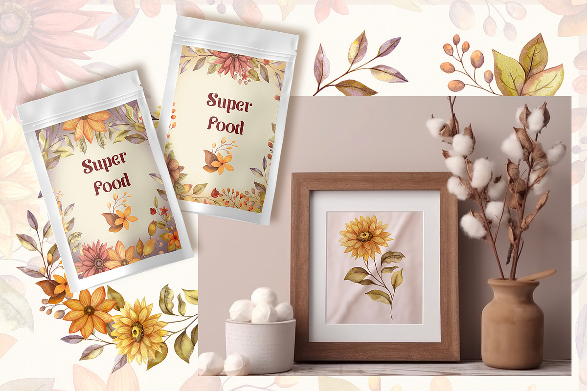 Fall Flowers: Autumn Watercolor Set, a Seasonal Illustration by Nadya Saen Art (Photo 9 of 16)