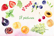 Watercolor fruit set, a Food Illustration by Elegantia (Thumbnail 2 of 7)