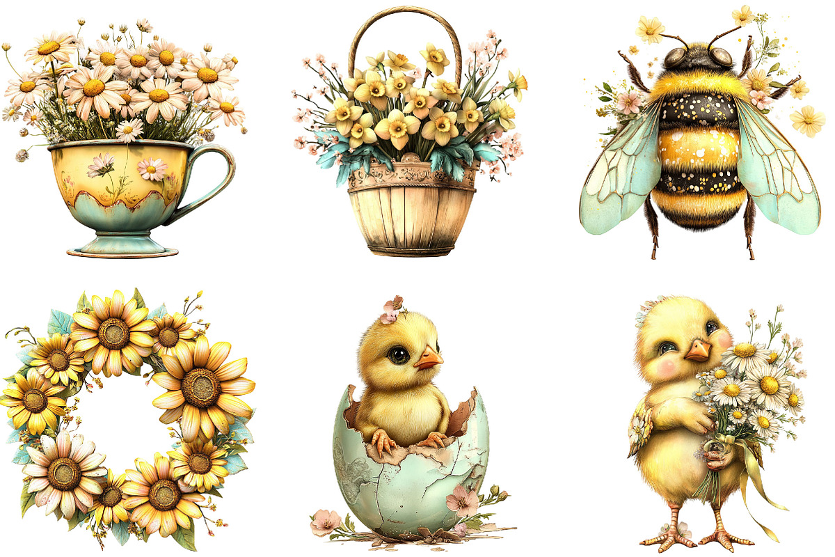 Whimsical Yellow Spring Clipart, an Illustration by Designking (Photo 2 of 5)