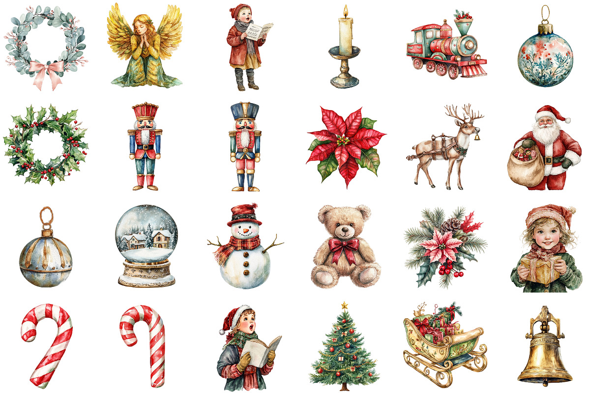 Vintage Old Christmas Clipart Bundle, an Illustration by Sublimation Artist (Photo 2 of 6)
