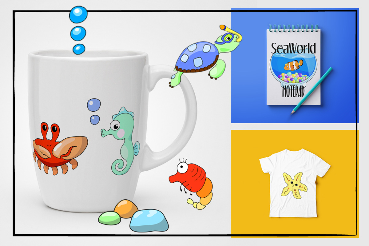 Cute Sea Animals Vector Clipart, an Animal Illustration by RabbitAndPencil (Photo 4 of 4)