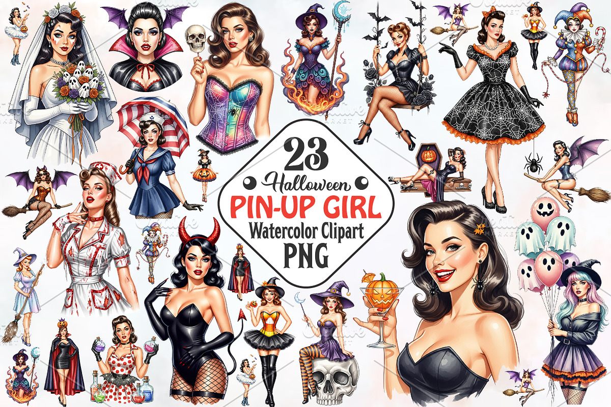 Halloween Pin-Up Girl Sublimation, a Person Illustration by RobertsArt (Photo 1 of 6)