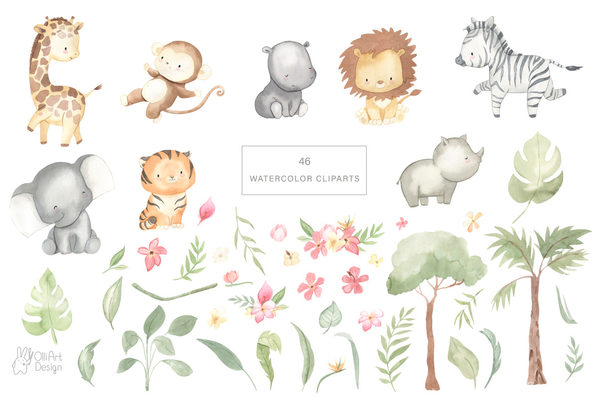 SAFARI ANIMALS. Watercolor set, an Animal Illustration by OlliArtDesign (Photo 2 of 9)